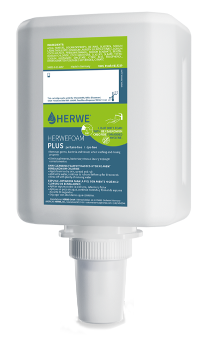 HERWEFOAM PLUS Light-duty Antibacterial Foam Hand Soap 1000ml; 4 bottles/cs.