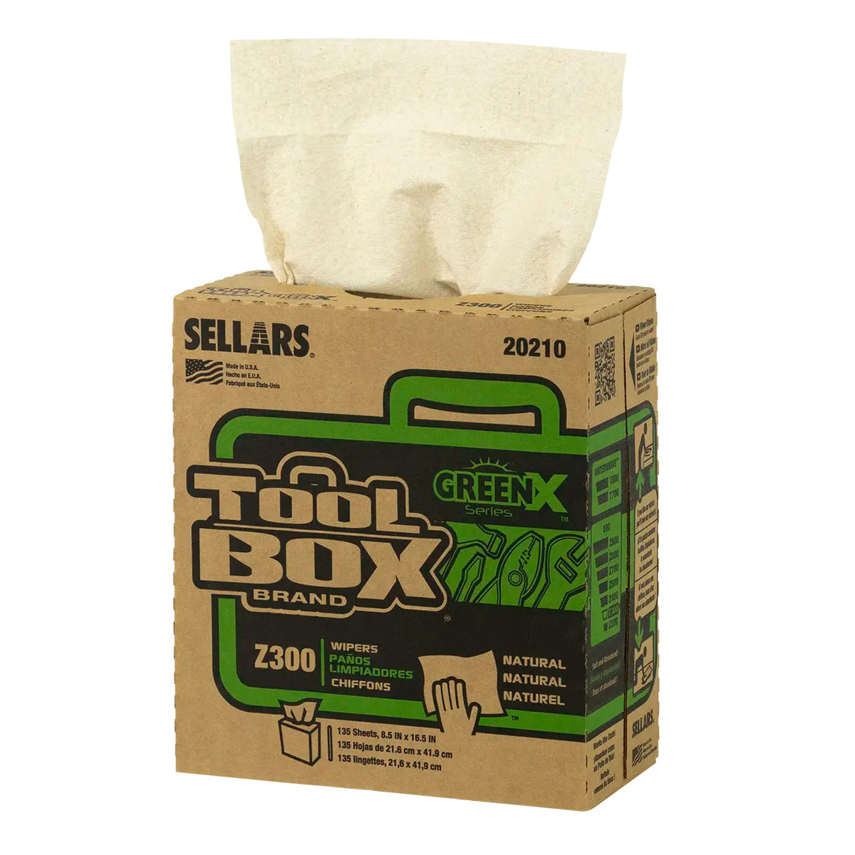 GREENX Z400 Wipers - Pop-Up Box, Natural, 100 Sheets, 8/Case