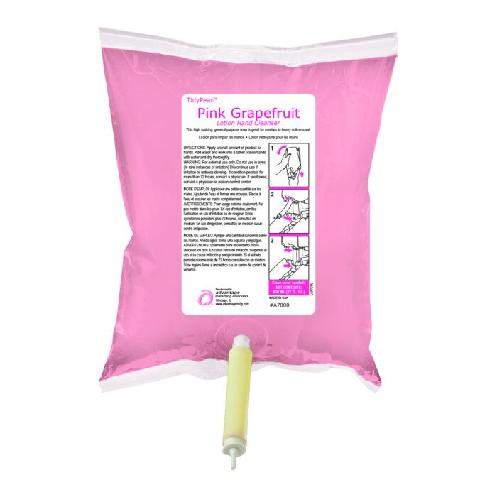 TidyPearl Pink Grapefruit Lotion Cleanser, Hand Soap, 800 mL, 12/cs