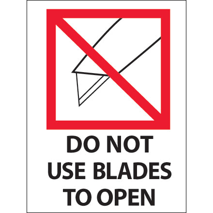 3 x 4" - "Do Not Use Blades to Open" Labels, 500/rl