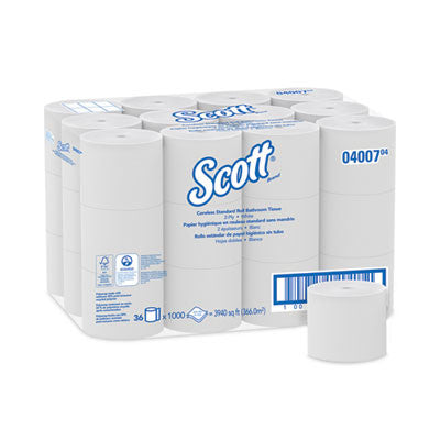 Coreless 2-Ply Roll Bathroom Tissue, 1000 Sheet/Roll, 36 Rolls/Carton