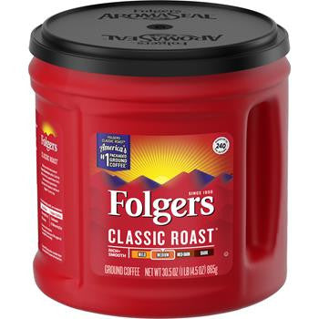 Folgers Coffee, Classic Roast Regular, Ground, 30.5oz, Can