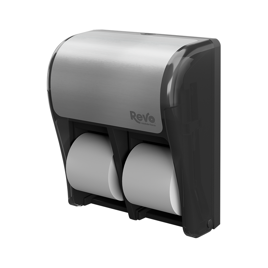 REVO Quad Small Core Tissue Dispenser, Stainless
