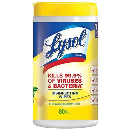 Lysol Disinfecting Wipes - 80 ct, Lemon Fresh, 6/cs