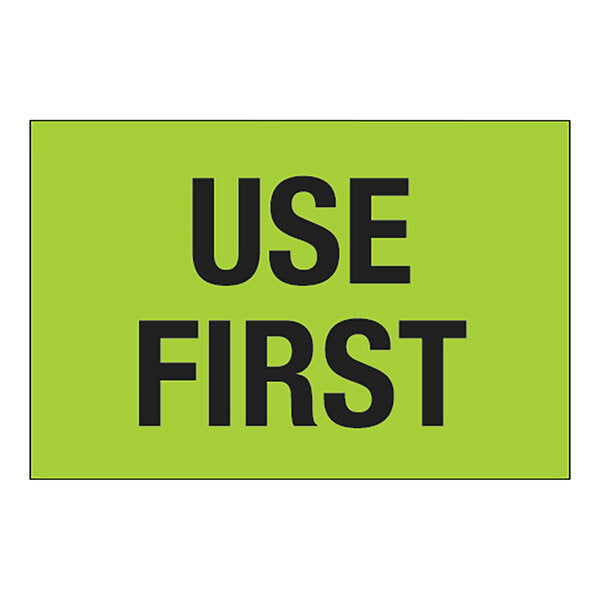 2 x 3" - "Use First" (Fluorescent Green) Labels