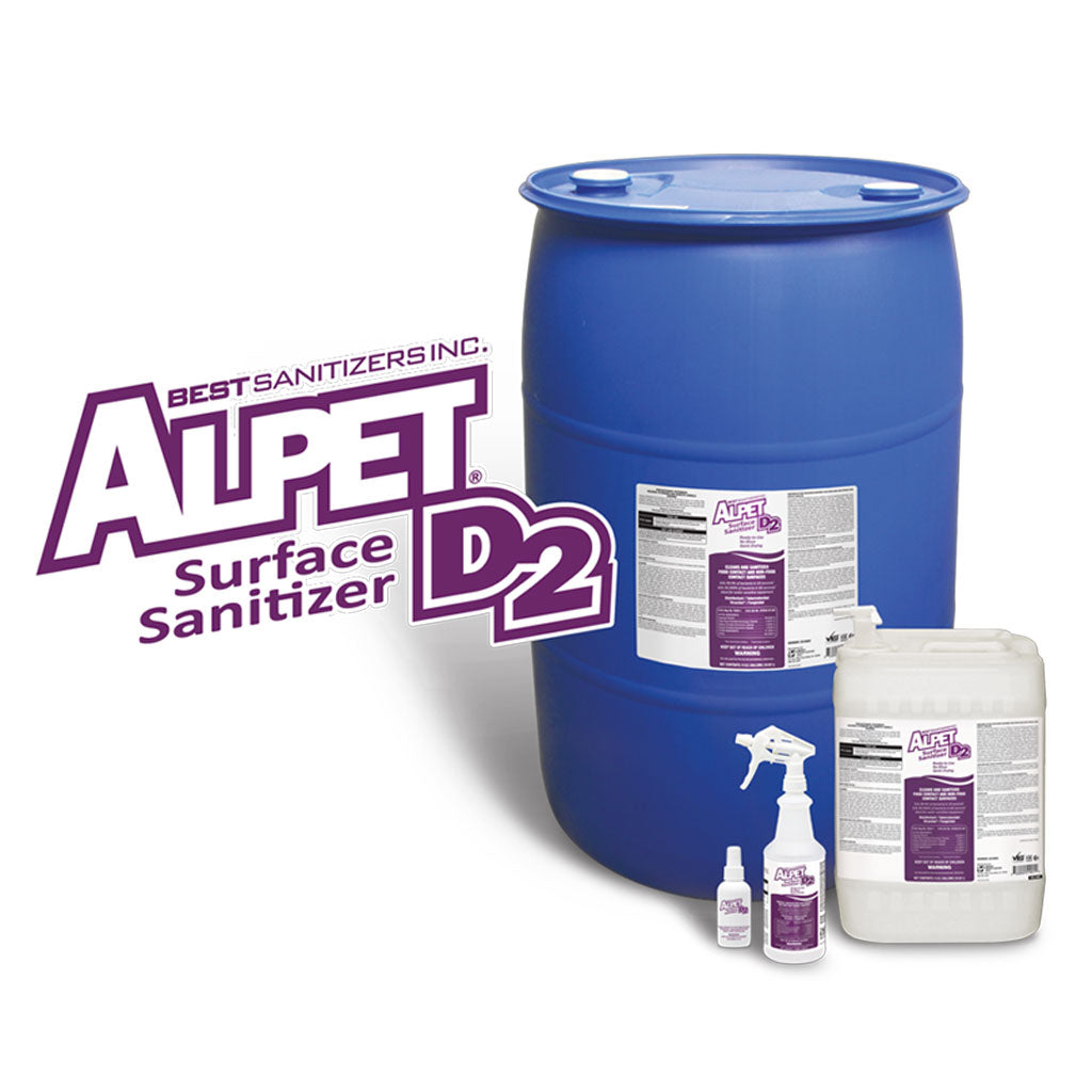 Alpet D2 Surface Sanitizer Spray, 12 quart bottles/cs (includes 12 trigger sprayers)