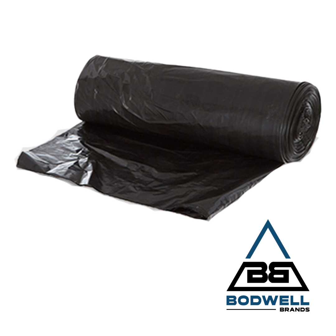 Bodwell Heavy Duty Can Liner, 44-60 Gallon, 38 x 53, 1.2EQ, Black 100/case, Rolls