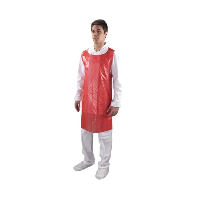 Disposable Red Apron, 1 Mil, 28x42