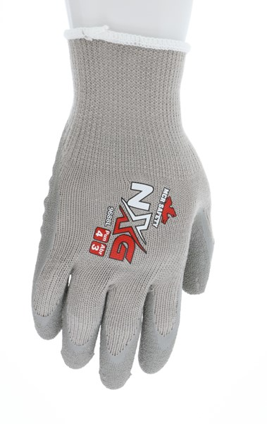 NXG Work Gloves, 10 Gauge, Cotton Polyester Shell, Latex Coated Palm and Fingertips, Large, 1 dozen