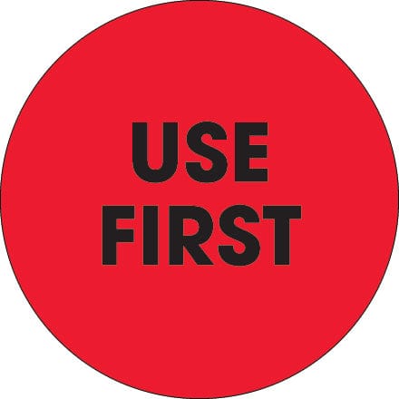 2" Circle - "Use First" Fluorescent Red Labels