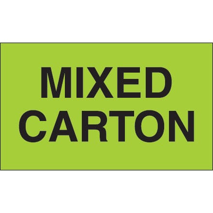 3 x 5" - "Mixed Carton" (Fluorescent Green) Labels, 500/rl