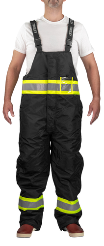 Heat Retention Overalls - Zipper Fly Front - Deluxe Suspenders - Side Leg Zippers - Cuff -Guards - Two-Tone Two-Tone Tape - Black