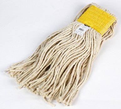 Cleaning Mop 16 Oz Capacity, Natural, Premium Grade Cotton, Cut-End, with Wide Band