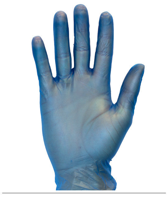Blue Metal Detectable Premium Powder Free Vinyl Gloves, XL