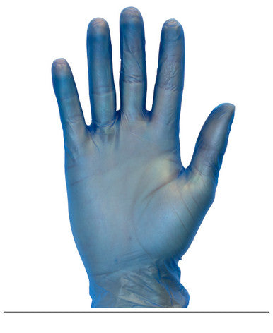 Blue Metal Detectable Premium Powder Free Vinyl Gloves, XL