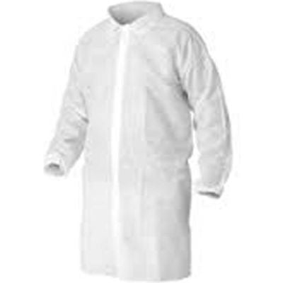 PolyPro Lab Coat w/ Snaps, Elastic Wrists, Large, White - No Pockets 30/cs