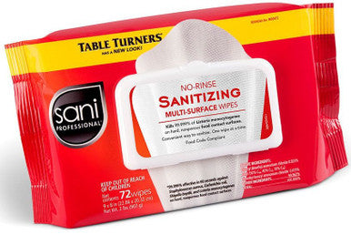 Food Contact No-Rinse Sanitizing Wipes, Resealable Refill Pack 72 ct/12cs