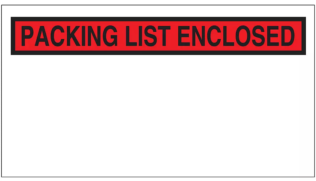 5.5" x 10", 'Packing List Enclosed', Panel Face, 1000/cs