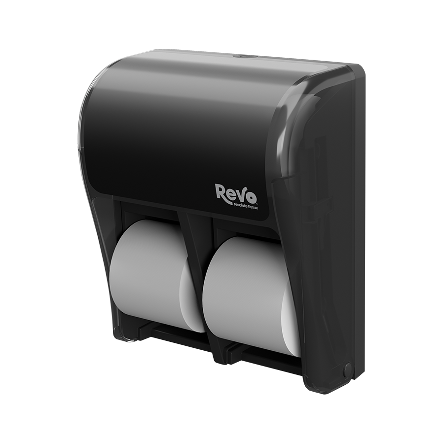 REVO Quad Small Core Tissue Dispenser, Black