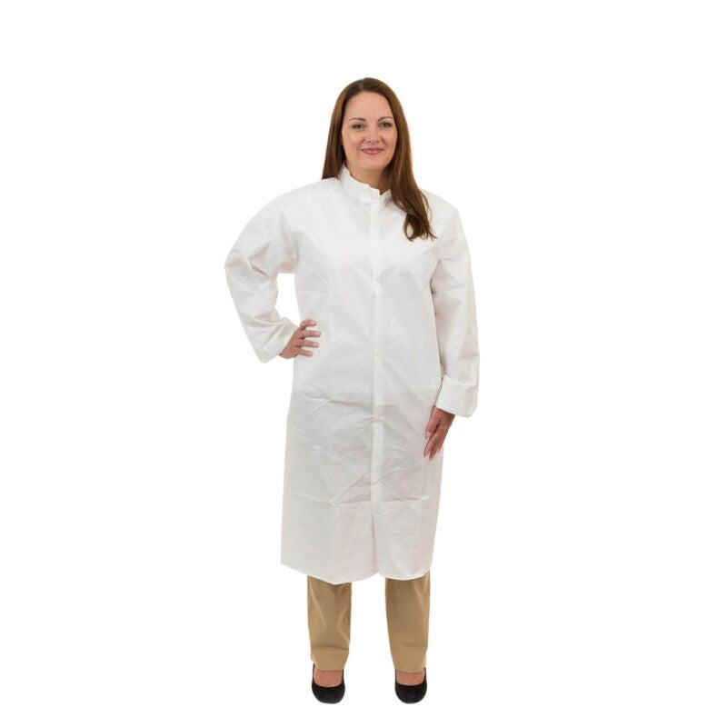 MicroGuard CE, Clean Microporous Processed Frock, No Pockets, Tunnelized Elastic Wrist, Bound Mandarin Collar, Individually Packed, 3XL, 50/cs