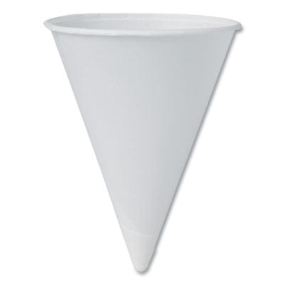 Cone Water Cups, Paper, 4 oz, Rolled Rim, White, 200/Bag, 25 Bags/Carton