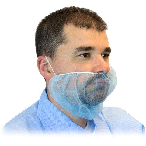 Poly-Pro Beard Covers, Blue, Elastic Opening, 1000/cs