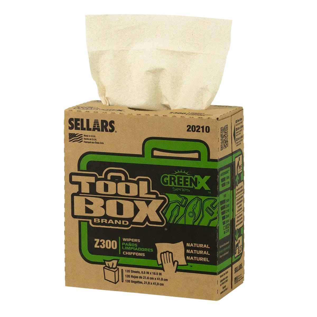 GREENX Z400 Wipers - Pop-Up Box, Natural, 100 Sheets, 8/Case