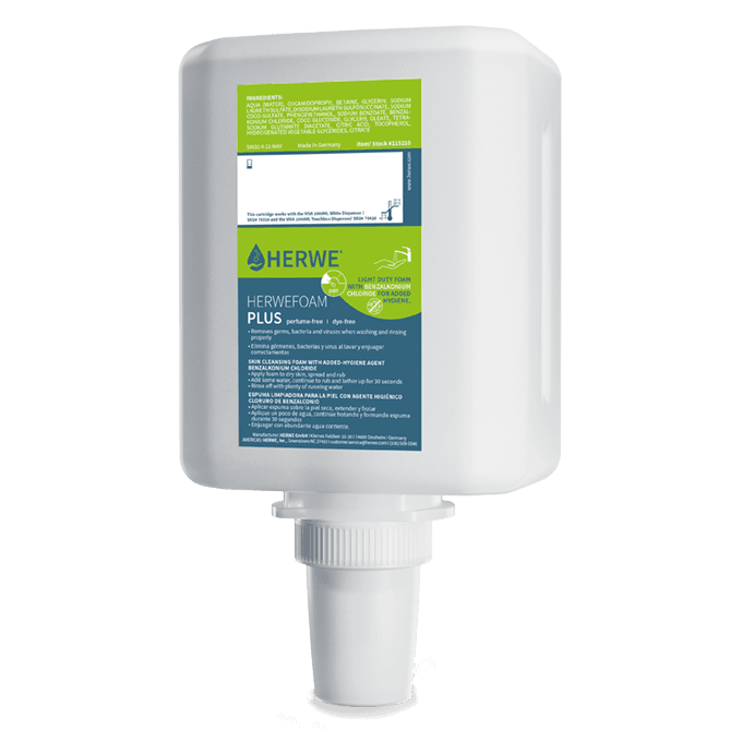 HERWEFOAM PLUS Light-duty Antibacterial Foam Hand Soap 1000ml; 4 bottles/cs.