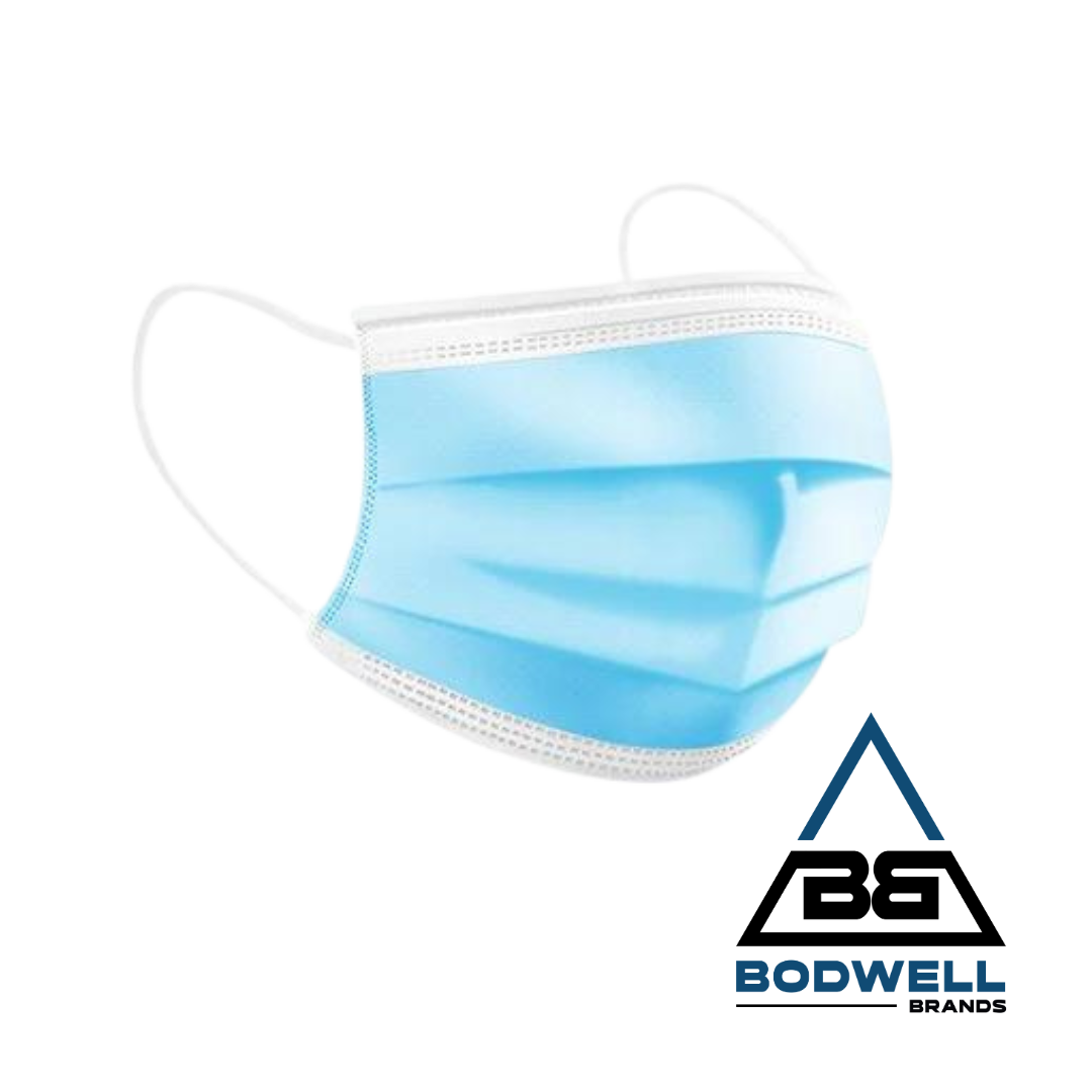 Pleated Ear Loop Mask, 3-Ply, Blue, 50/Box