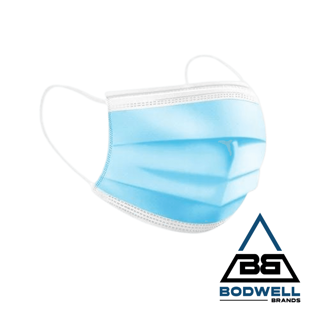 Pleated Ear Loop Mask, 3-Ply, Blue, 50/Box