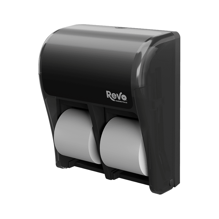 REVO Quad Small Core Tissue Dispenser, Black