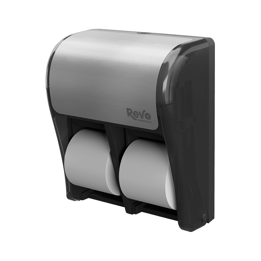 REVO Quad Small Core Tissue Dispenser, Stainless