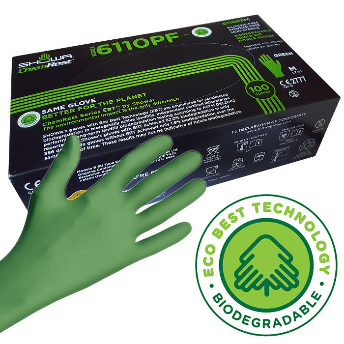 4 Mil Biodegradable Nitrile Glove, Medium, 100/bx, 10 bx/cs