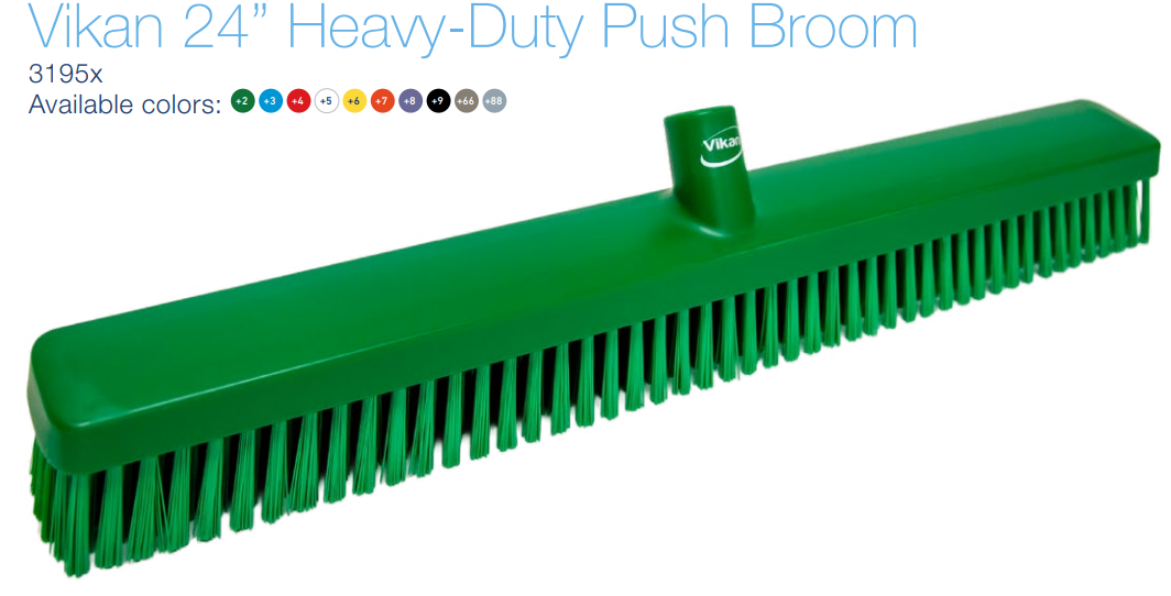 Vikan Heavy Duty Push Broom, 24.4" Soft/Stiff